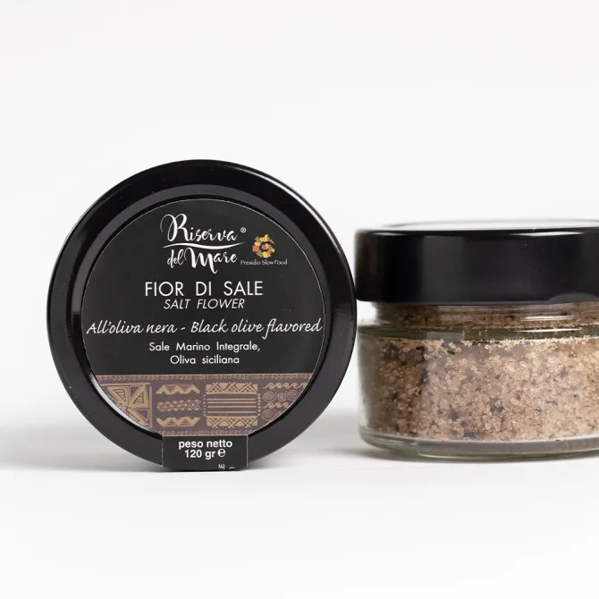 Black olives flavoured Fleur de Sel Slow Food Presidium 120g - Saline Culcasi