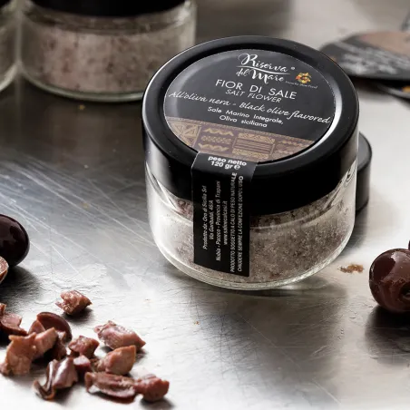 Fior di Sale aromatizzato alle olive nere Presidio Slow Food 120g - Saline Culcasi