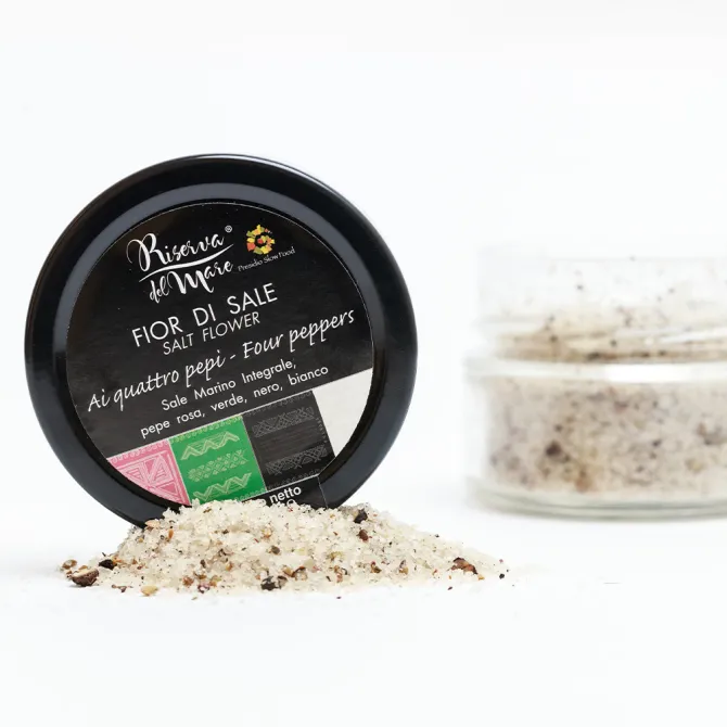 Fior di Sale aromatizzato ai quattro pepi Presidio Slow Food 120g - Saline Culcasi