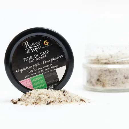 Four pepper flavoured Fleur de Sel Slow Food Presidium 120g - Saline Culcasi
