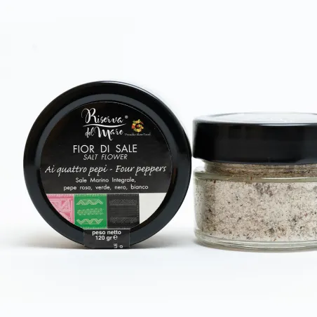 Four pepper flavoured Fleur de Sel Slow Food Presidium 120g - Saline Culcasi