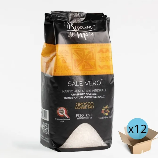 Artisanal wholemeal salt Slow Food presidium coarse mill 12 pieces box - Saline Culcasi