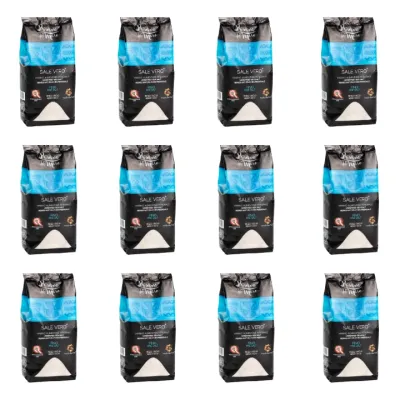 Sale integrale artigianale Presidio Slow Food macina fine cartone 12 pezzi - Saline Culcasi