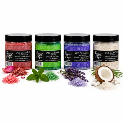 Discover the Mediterranean Salt Ritual by Saline Culcasi: a premium bath salts kit with Coconut, Lavender, Rosewood and Mint. Fo