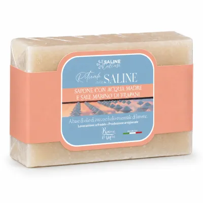 Sapone con Acqua Madre e Sale Marino di Trapani con Olio di Cocco e Limone - 100 g