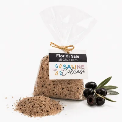 Black Olive Fleur de Sel 200g | Saline Culcasi
