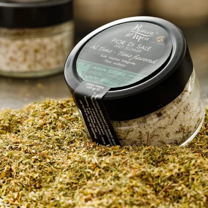 Thyme flavoured Fleur de Sel Slow Food Presidium 120g - Saline Culcasi